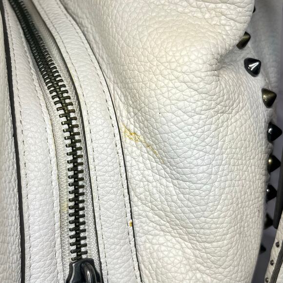 Coach Edie 31 Shoulder Bag – Chalk Pebbled Leather Silver & Gold Rivets /Dustbag - Picture 10 of 16